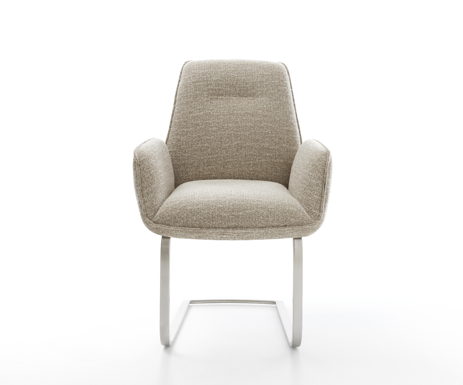 Étkezőszék Zoa-Flex szövött szövet puha bézs konzolos lapos rozsdamentes acél zsákrugós - Image 2