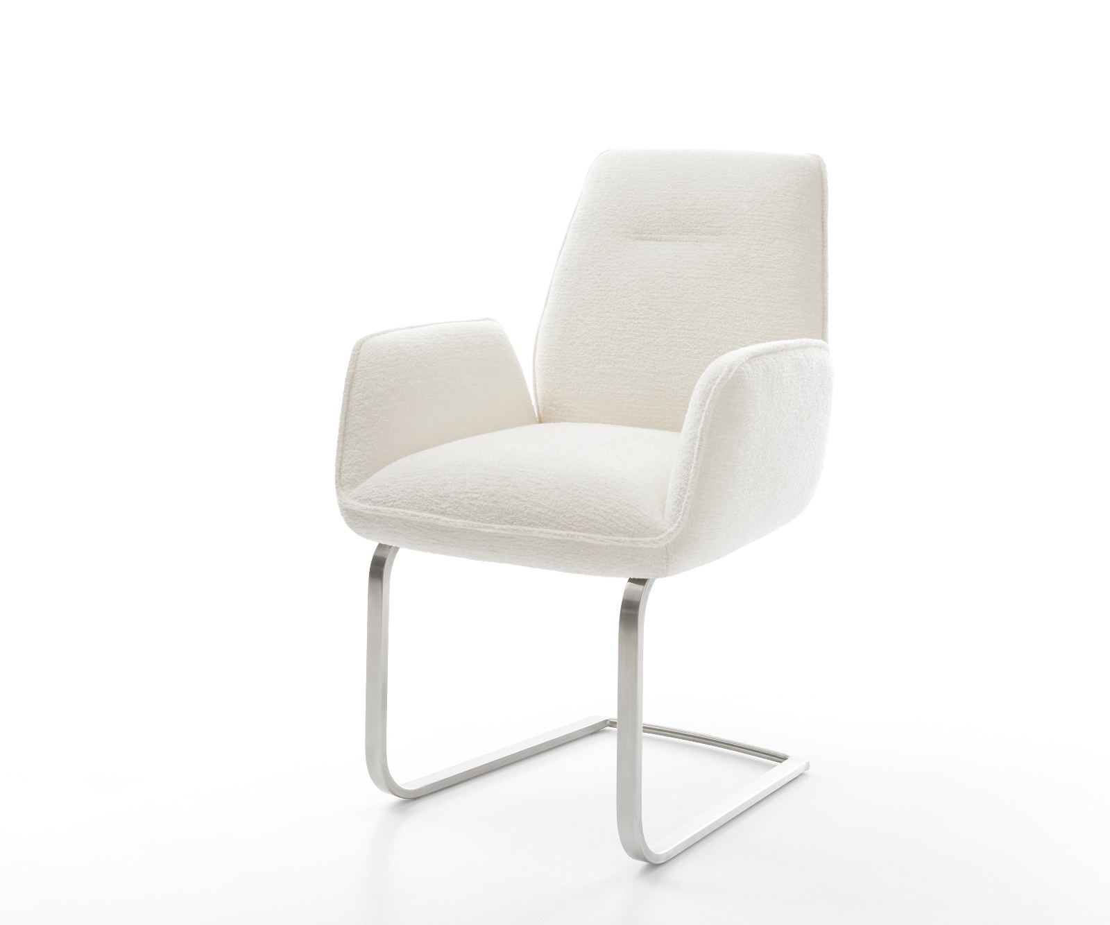 Étkezőszék Zoa-Flex bouclé puha bézs konzolos lapos rozsdamentes acél zsákrugós