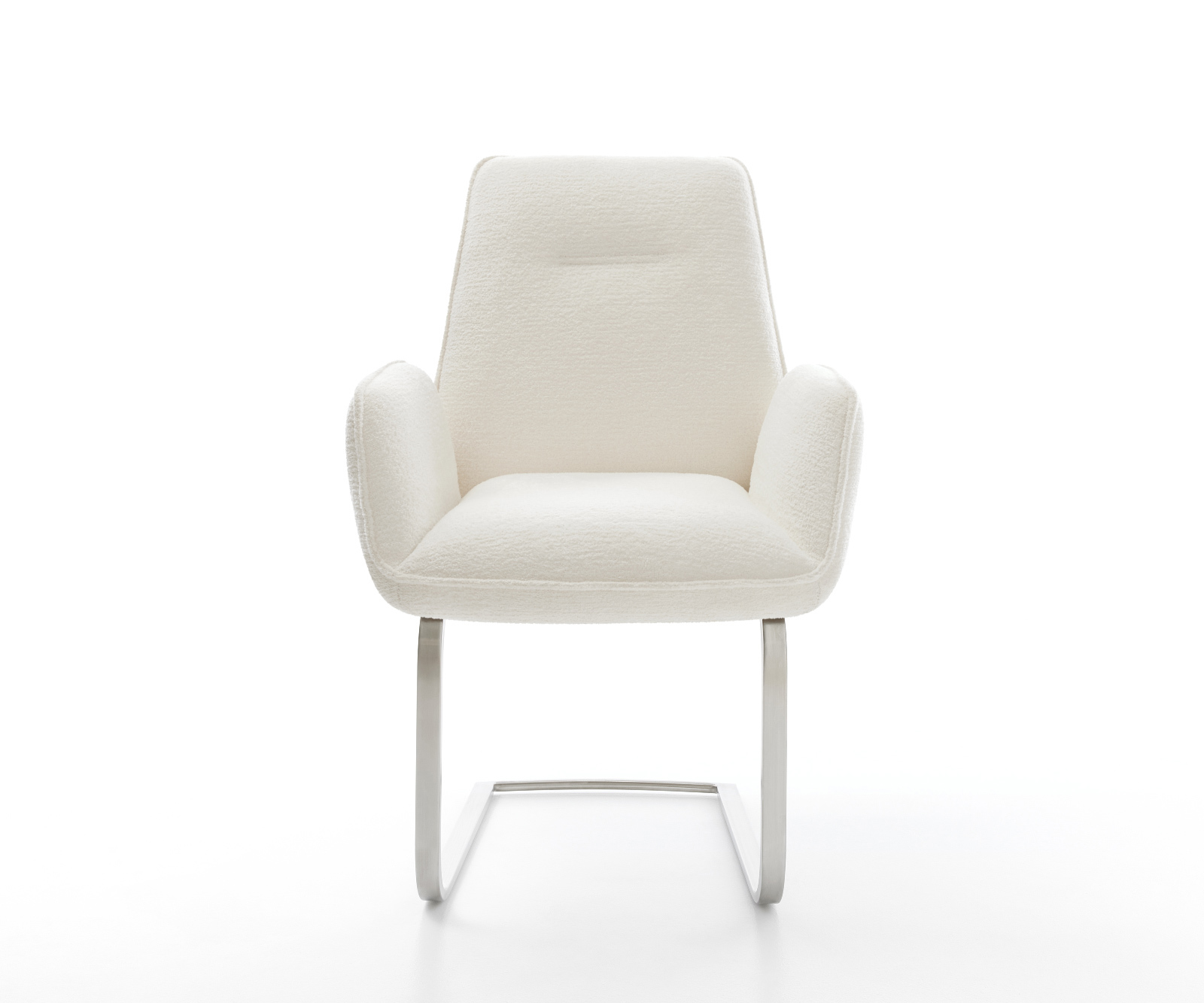 Étkezőszék Zoa-Flex bouclé puha bézs konzolos lapos rozsdamentes acél zsákrugós - Image 2