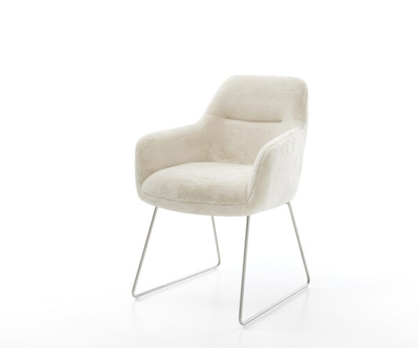 Étkezőszék Pejo-Flex plüss krémfehér vékony láb rozsdamentes acél zsákrugós