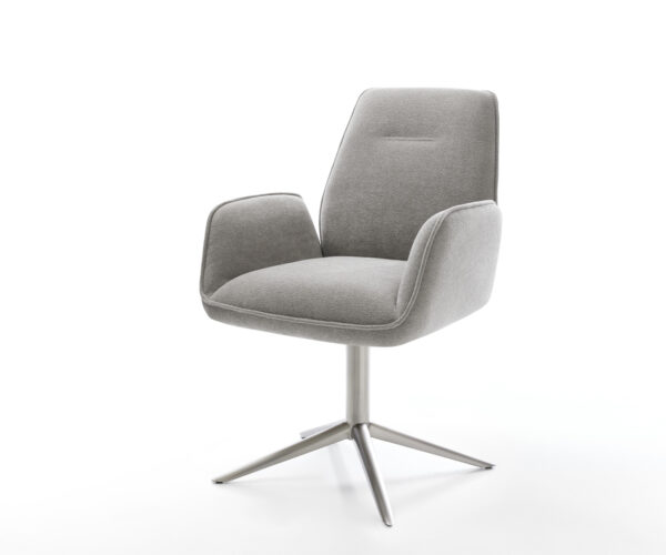 Étkezőszék Zoa-Flex strukturált szövet puha szürke rozsdamentes acél kereszt láb 360°-ban forgatható billenő funkció zsákrugó