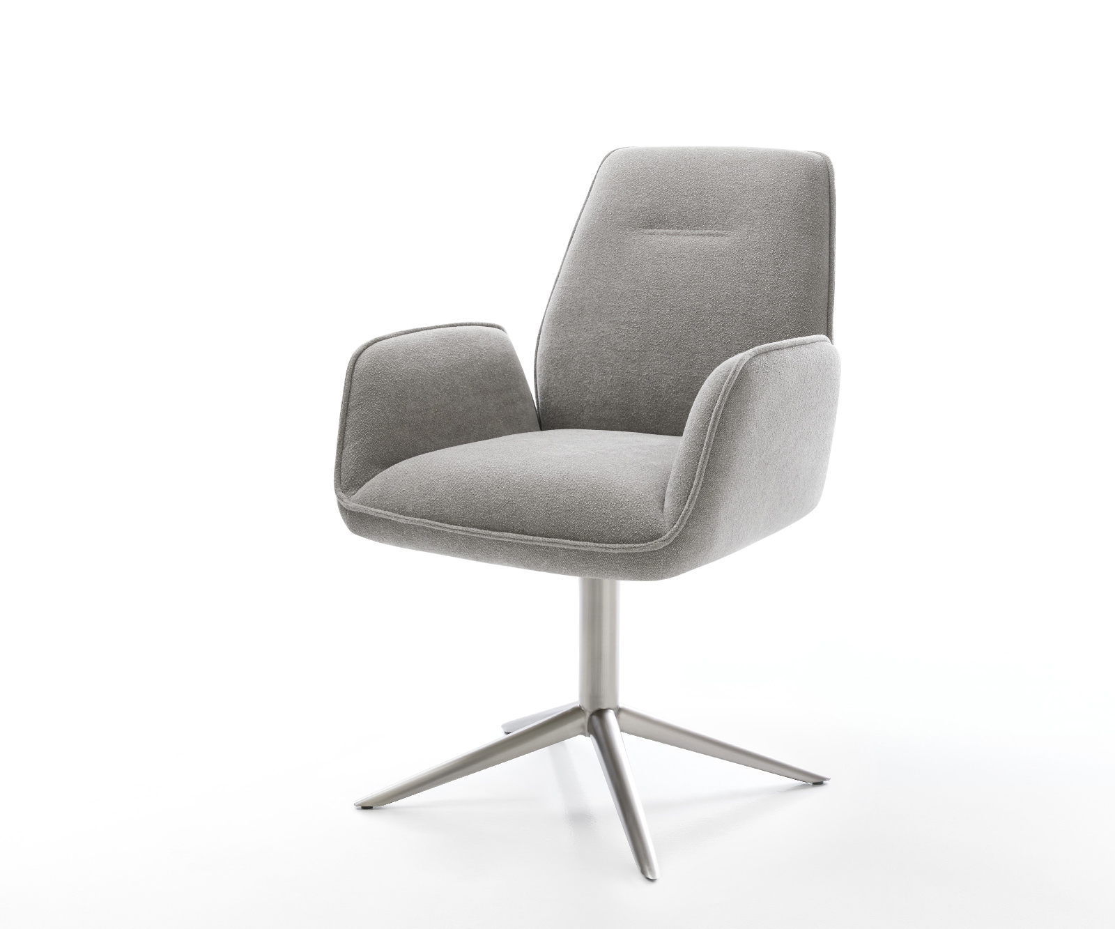 Étkezőszék Zoa-Flex strukturált szövet puha szürke rozsdamentes acél kereszt láb 360°-ban forgatható billenő funkció zsákrugó