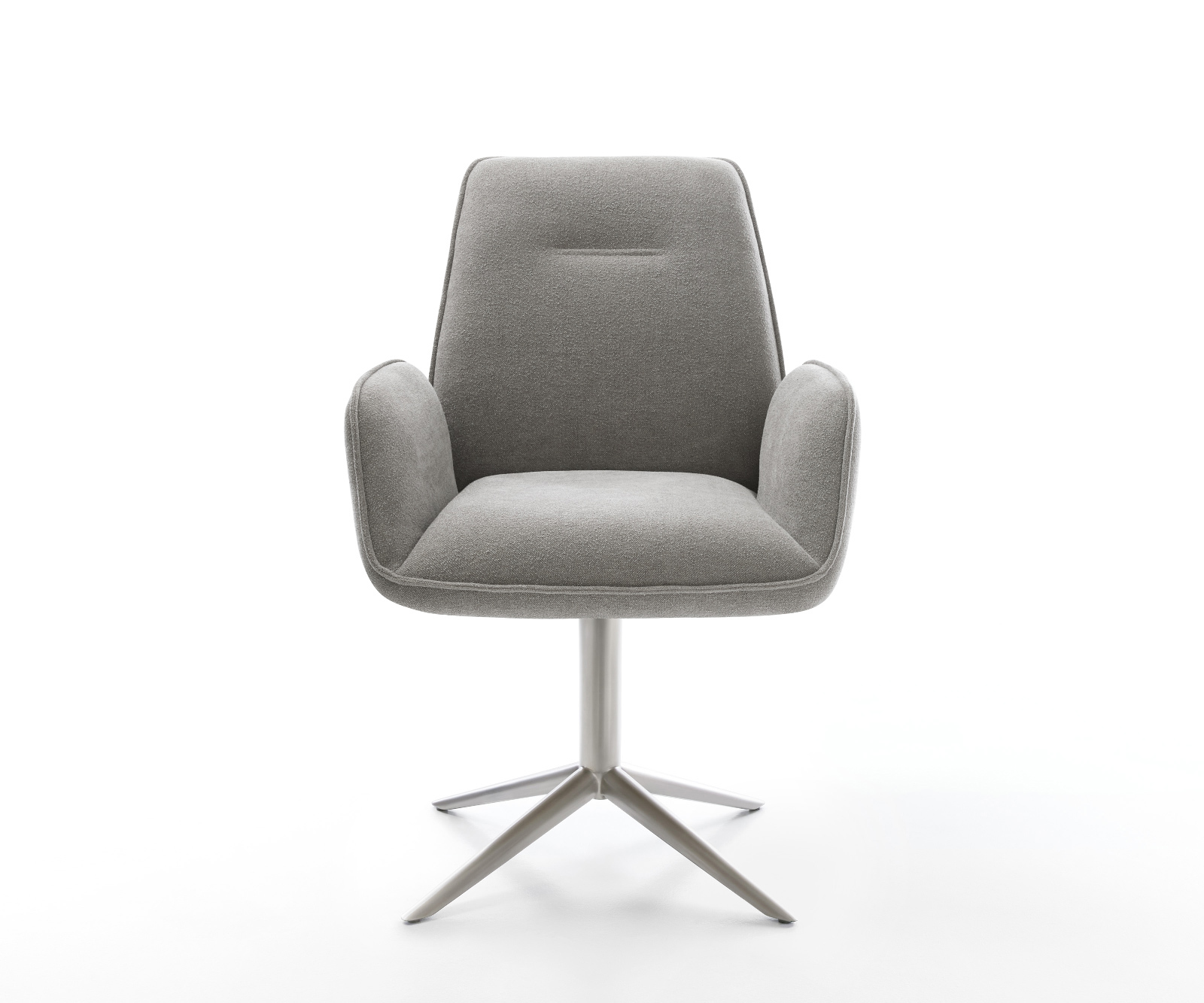 Étkezőszék Zoa-Flex strukturált szövet puha szürke rozsdamentes acél kereszt láb 360°-ban forgatható billenő funkció zsákrugó - Image 2