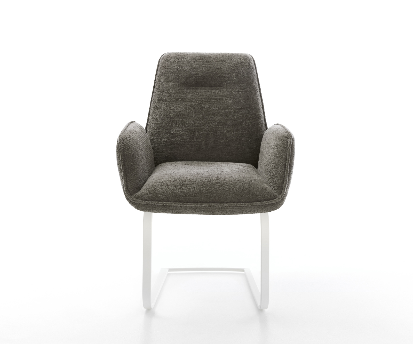 Étkezőszék Zoa-Flex bouclé puha sötét bézs konzolos lapos fehér zsákrugós ülőfelület - Image 2