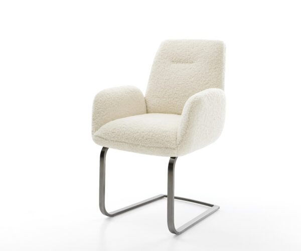 Étkezőszék Zoa-Flex teddy szövet bézs konzolos lapos antracit zsákrugós