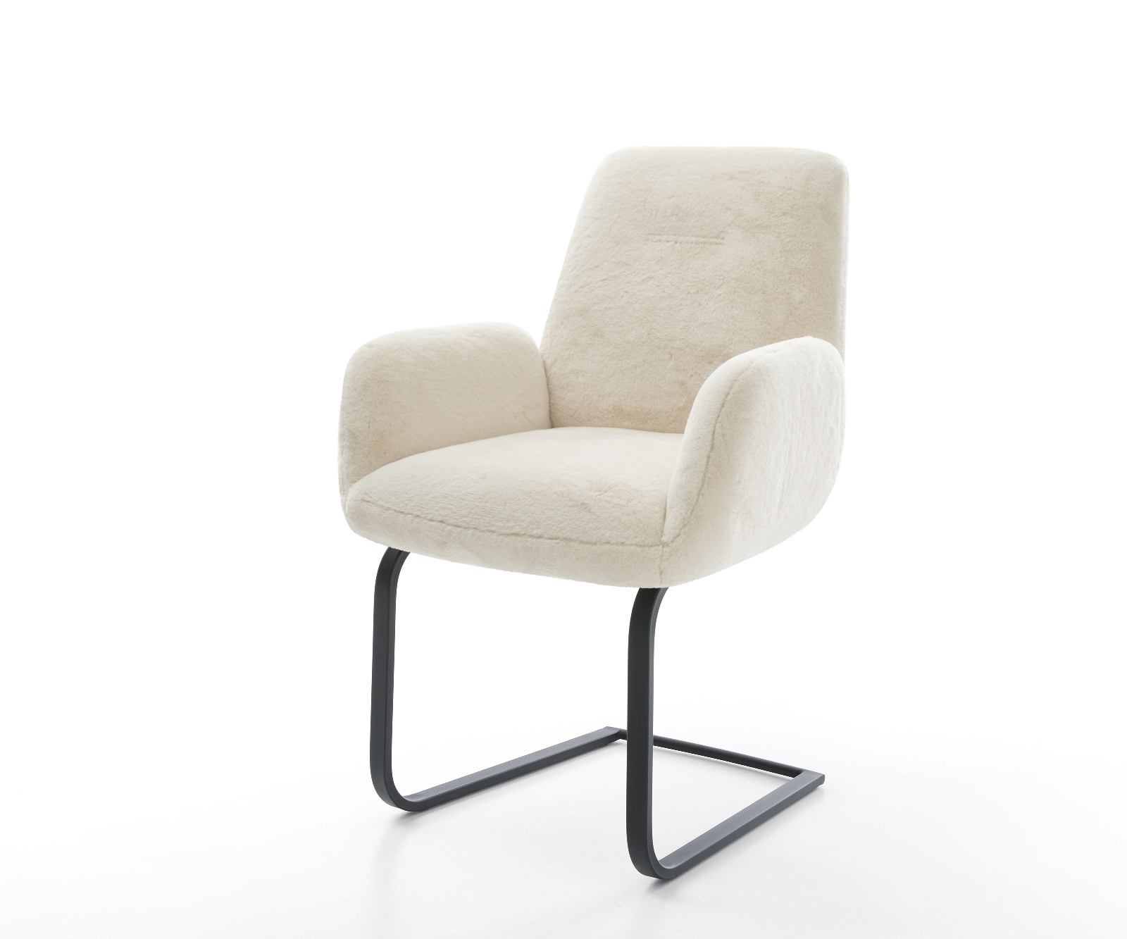 Étkezőszék Zoa-Flex plüss krémfehér konzolos lapos fekete zsákrugós