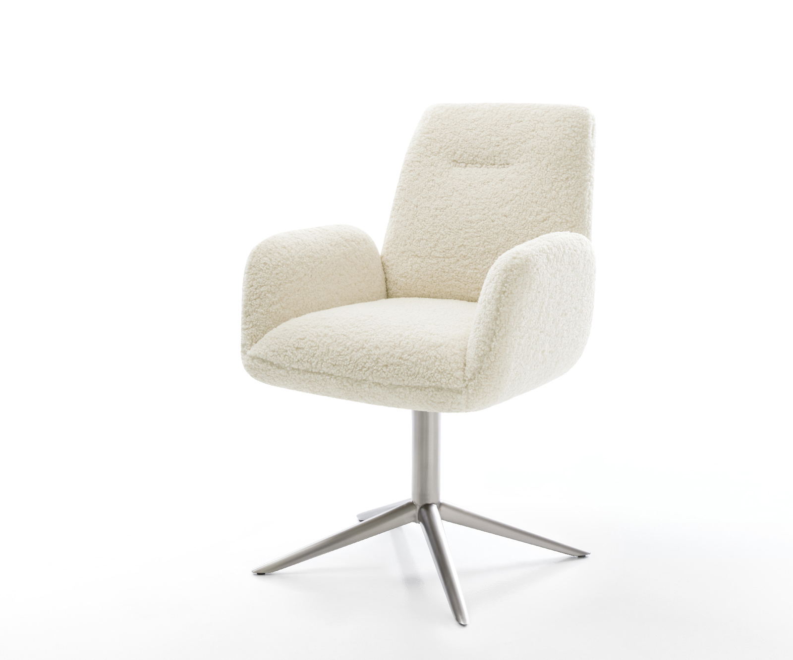 Étkezőszék Zoa-Flex teddy szövet bézs rozsdamentes acél kereszt láb 360° forgatható billenő zsákrugó