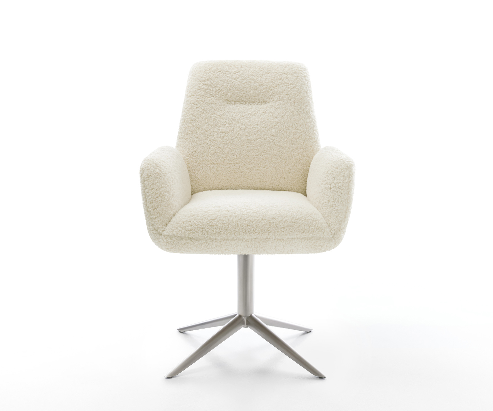 Étkezőszék Zoa-Flex teddy szövet bézs rozsdamentes acél kereszt láb 360° forgatható billenő zsákrugó - Image 2