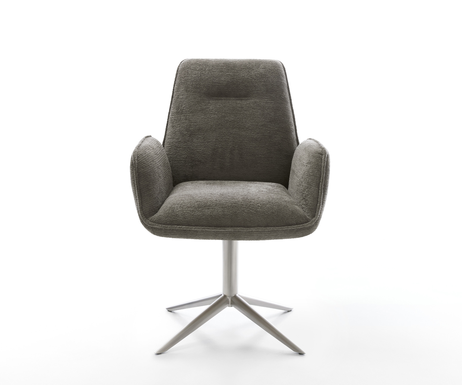 Étkezőszék Zoa-Flex bouclé puha sötét bézs rozsdamentes acél kereszt láb 360° forgatható billenő funkció zsákrugó - Image 2