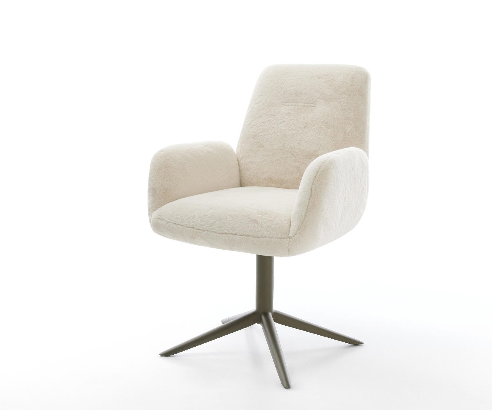 Étkezőszék Zoa-Flex plüss krémfehér kereszt láb titán színű 360° forgatható billenő zsákrugós