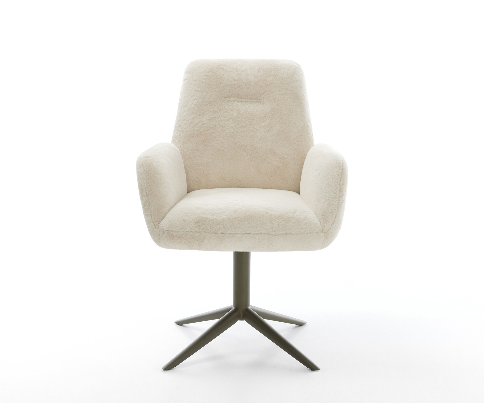 Étkezőszék Zoa-Flex plüss krémfehér kereszt láb titán színű 360° forgatható billenő zsákrugós - Image 2