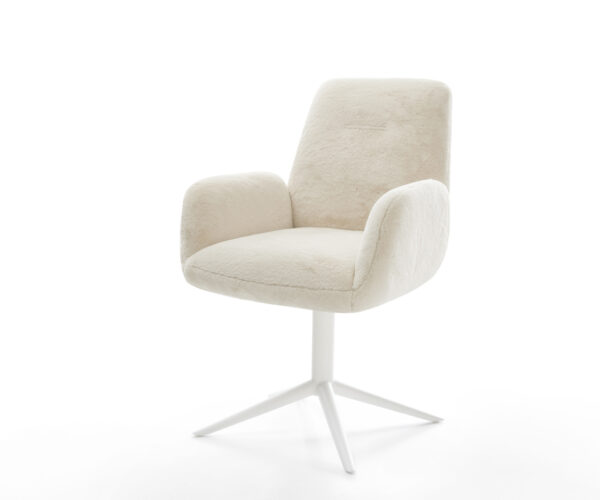 Étkezőszék Zoa-Flex plüss krémfehér fehér kereszt láb 360° forgatható billenő zsákrugó