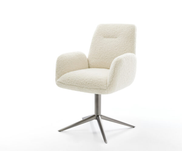 Étkezőszék Zoa-Flex teddy szövet bézs kereszt láb grafit 360° forgatható billenő zsákrugó