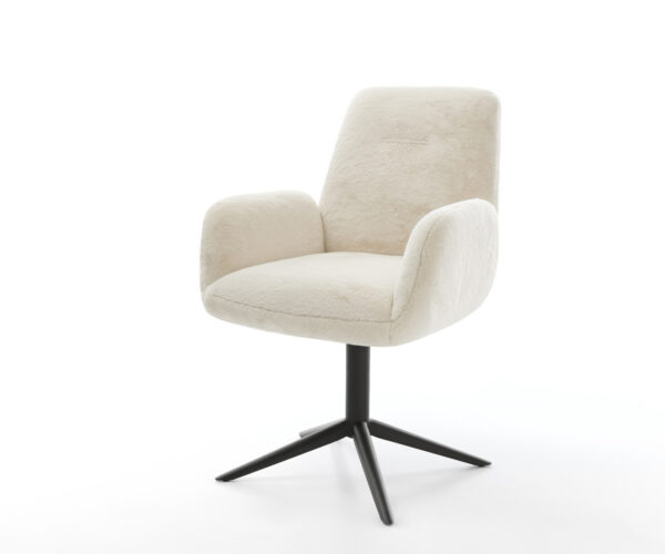 Étkezőszék Zoa-Flex plüss krémfehér fekete kereszt láb 360° forgatható billenő zsákrugós