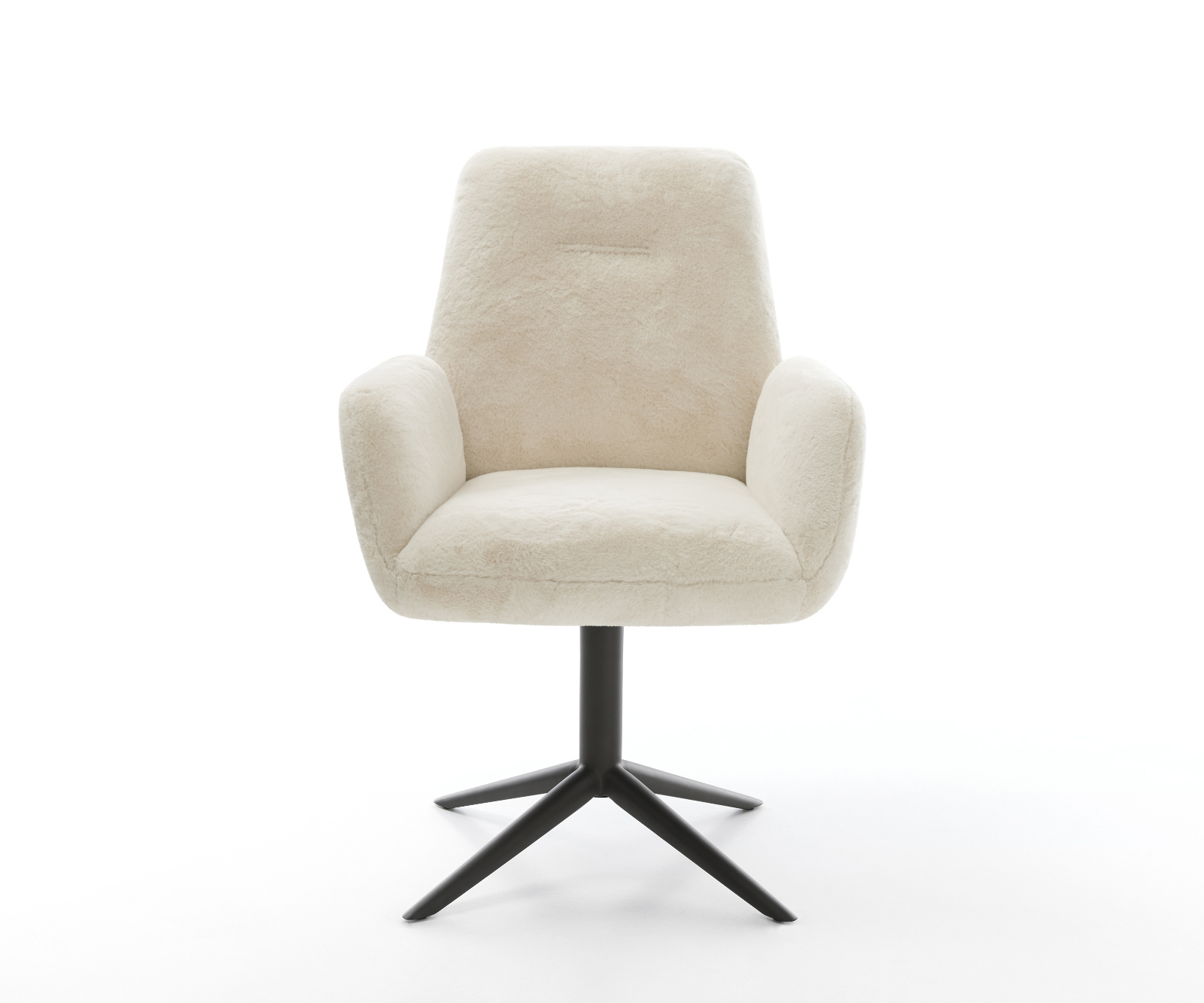 Étkezőszék Zoa-Flex plüss krémfehér fekete kereszt láb 360° forgatható billenő zsákrugós - Image 2