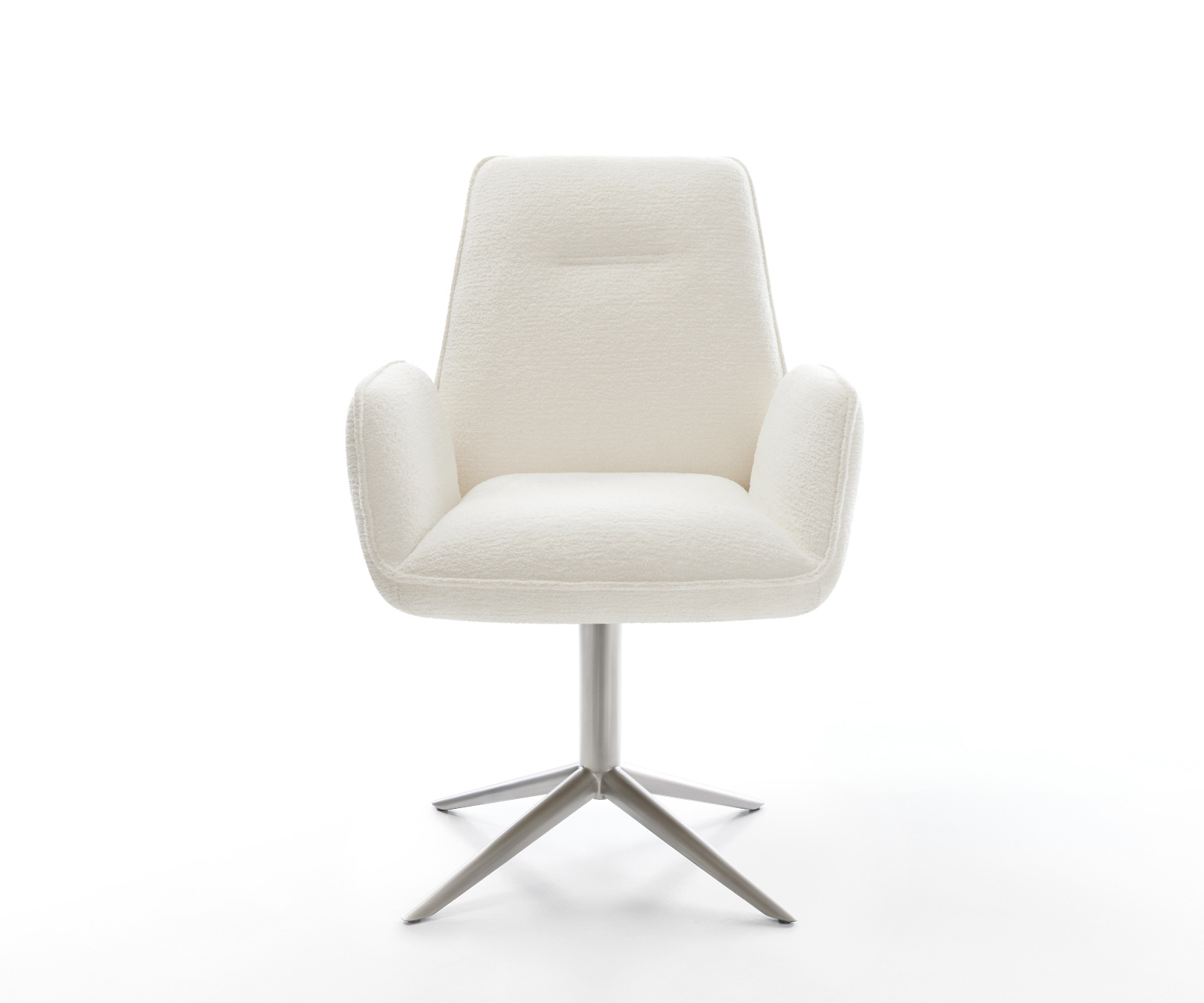 Étkezőszék Zoa-Flex bouclé puha bézs rozsdamentes acél kereszt láb 360° forgatható billenő zsákrugós matrac - Image 2