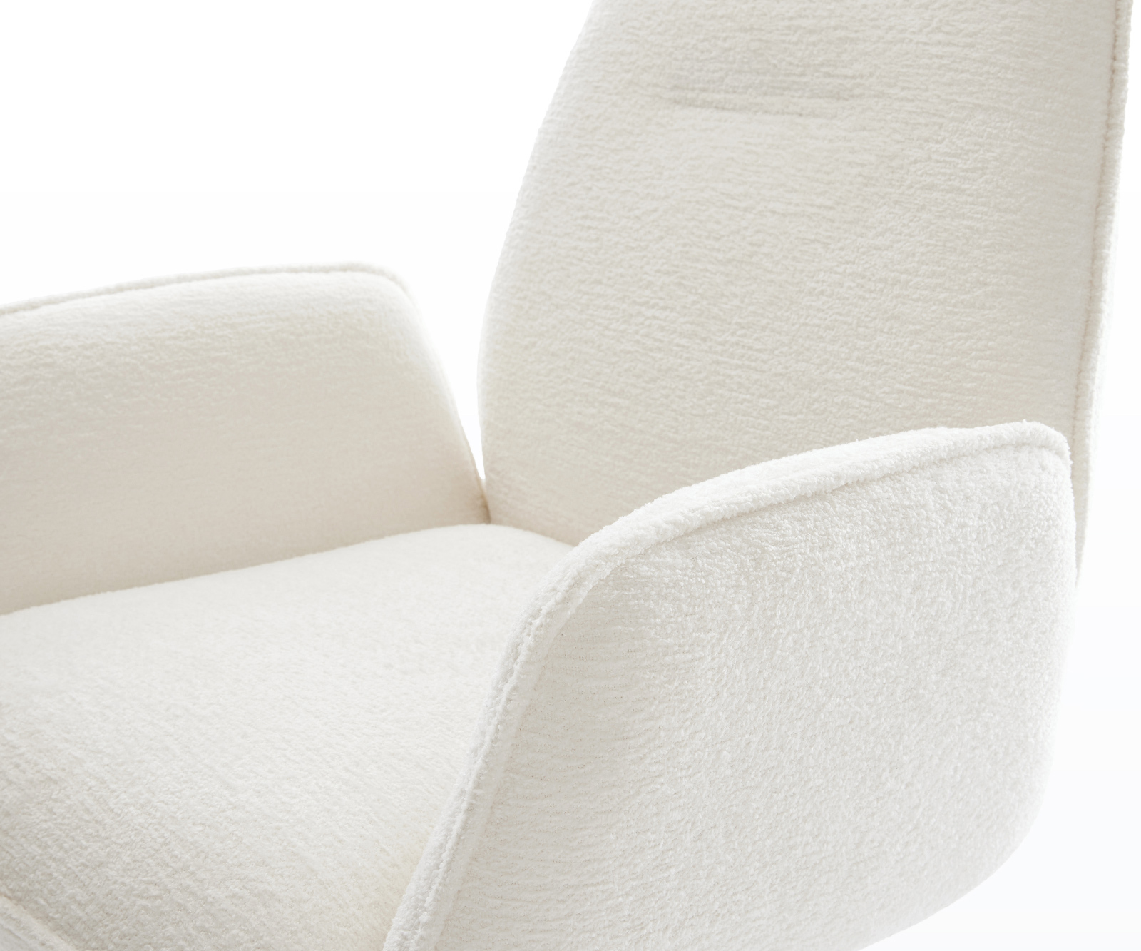 Étkezőszék Zoa-Flex bouclé puha bézs rozsdamentes acél kereszt láb 360° forgatható billenő zsákrugós matrac - Image 4