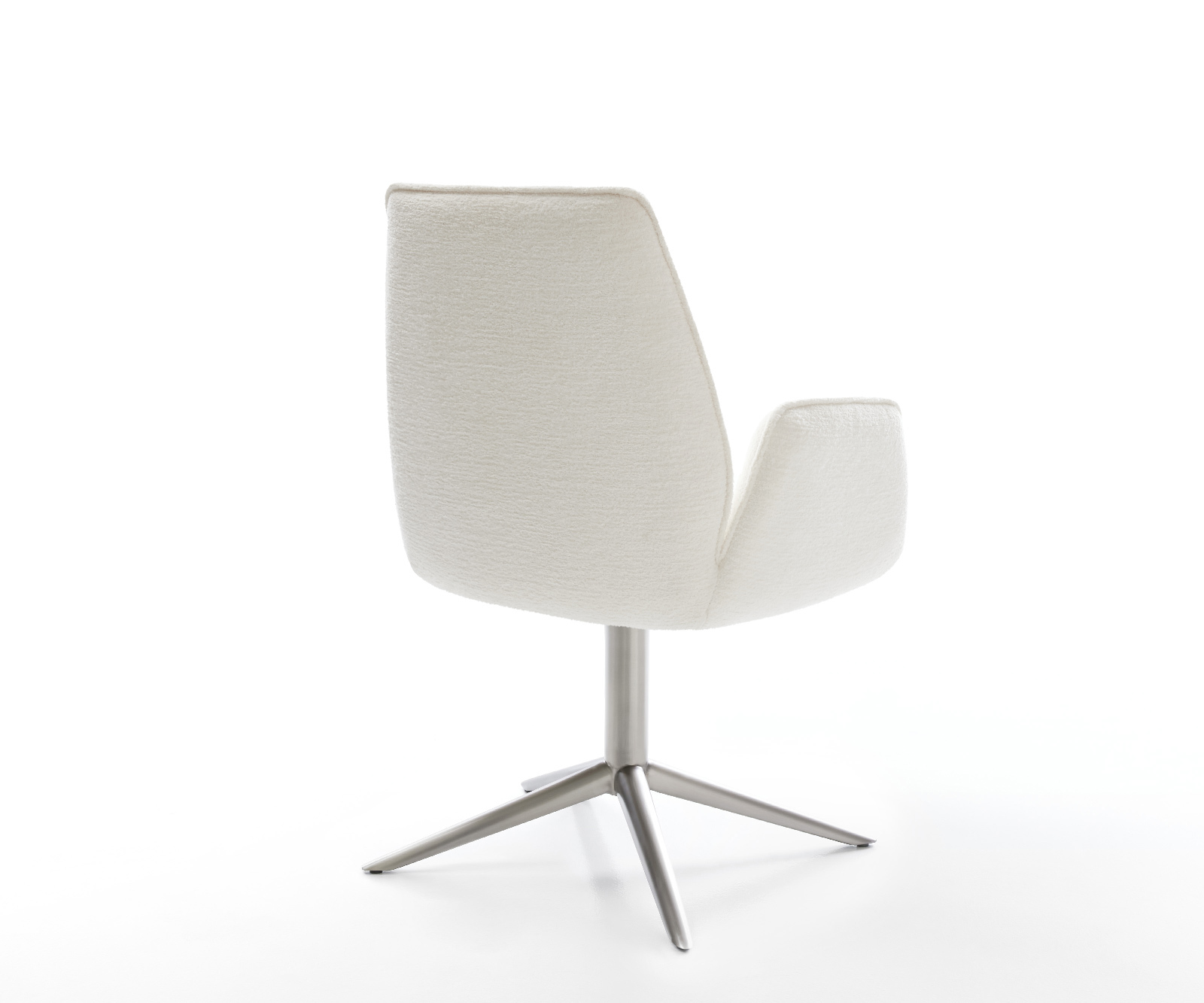 Étkezőszék Zoa-Flex bouclé puha bézs rozsdamentes acél kereszt láb 360° forgatható billenő zsákrugós matrac - Image 5