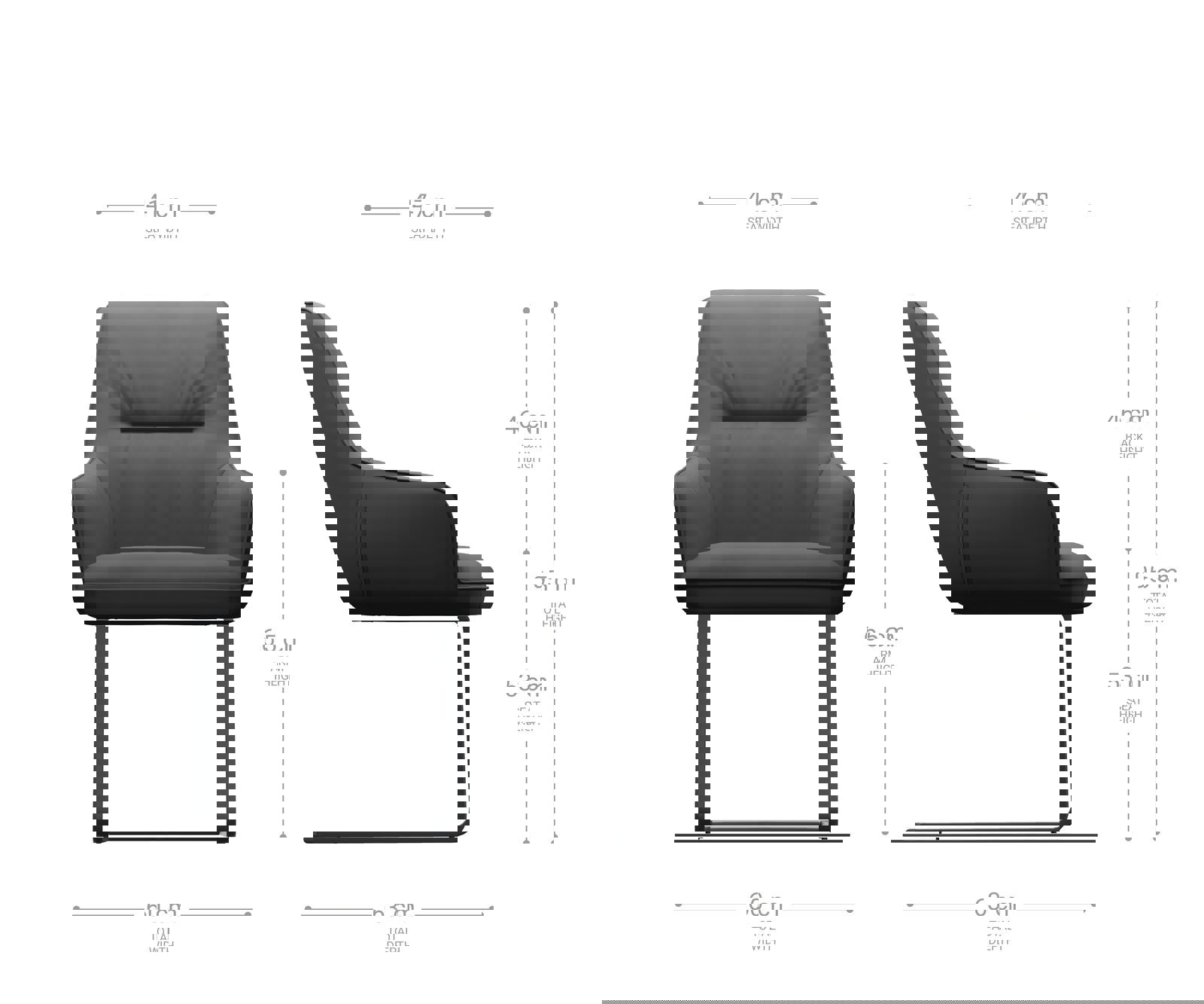 Étkezőszék Zelia-Flex karfás bársony szürke konzolos lapos arany zsákrugós - Image 6