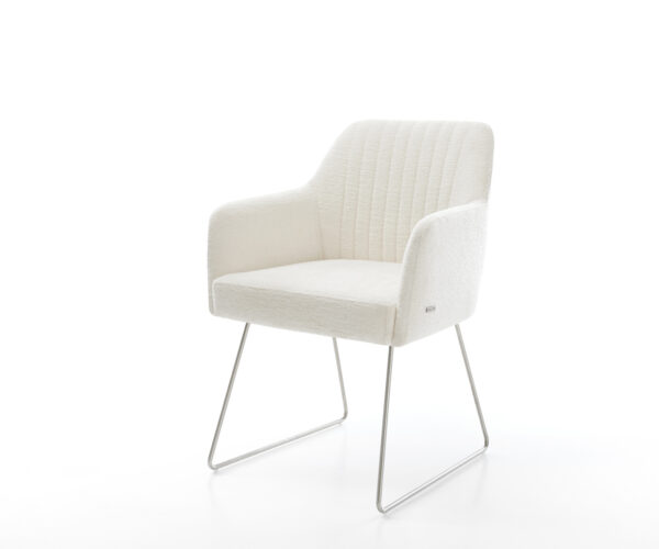 Étkezőszék Greg-Flex bouclé puha bézs vékony láb rozsdamentes acél zsákrugó