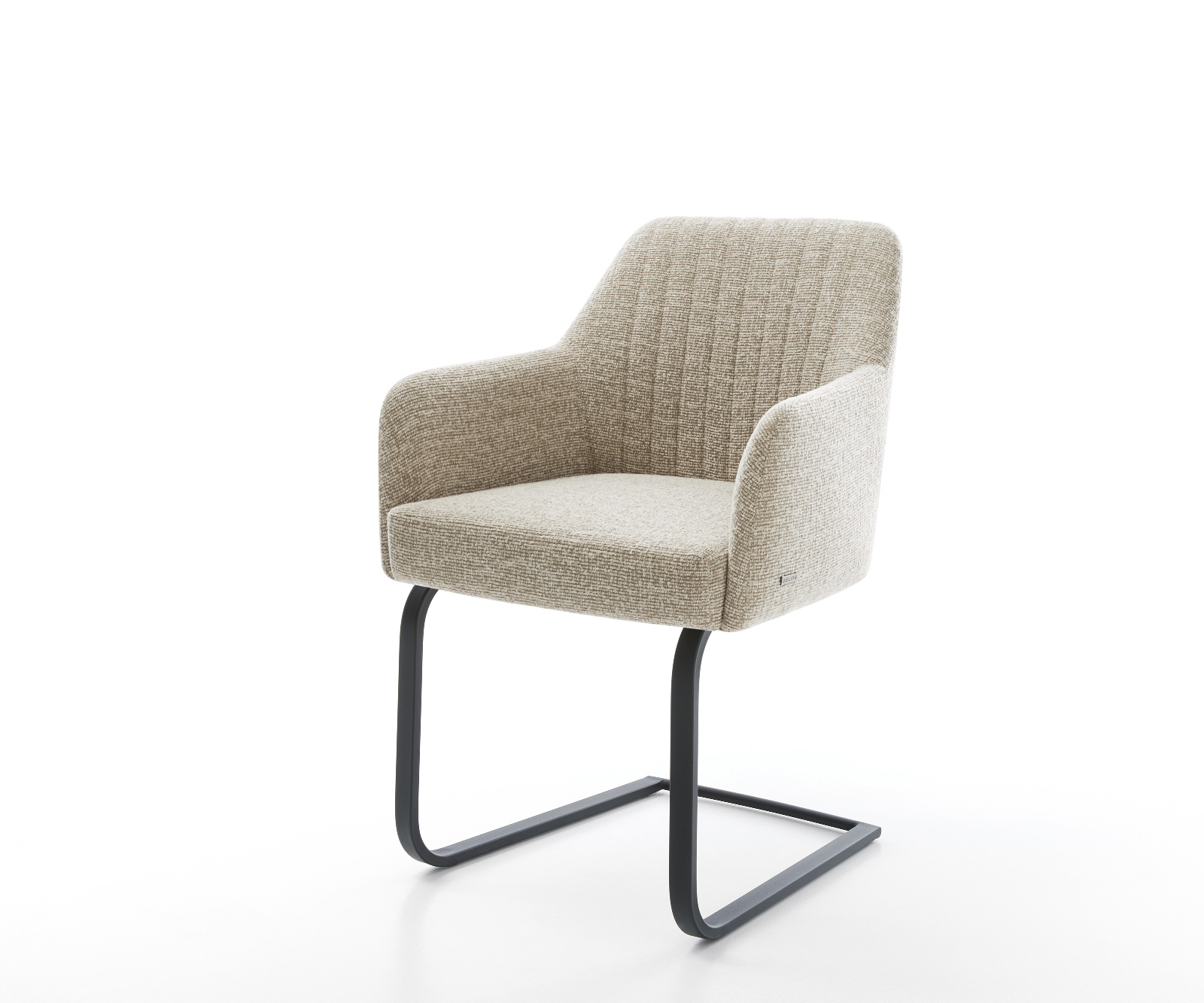 Étkezőszék Greg-Flex szövött szövet puha bézs konzolos lapos fekete zsákrugó