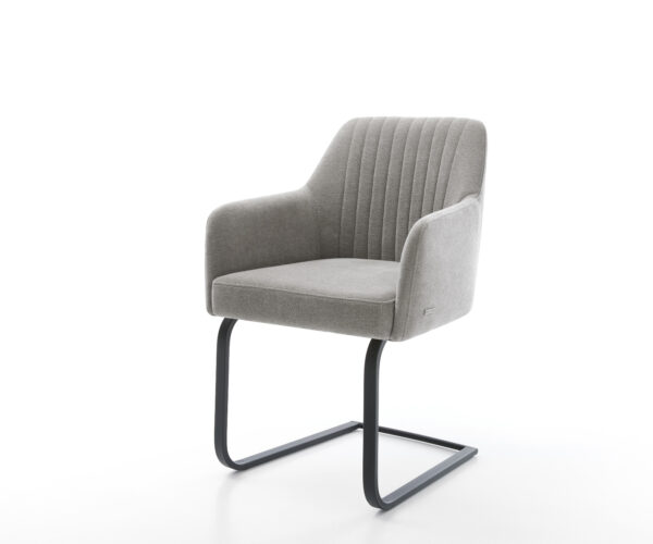 Étkezőszék Greg-Flex strukturált szövet puha szürke konzolos lapos fekete zsákrugós étkezőszék