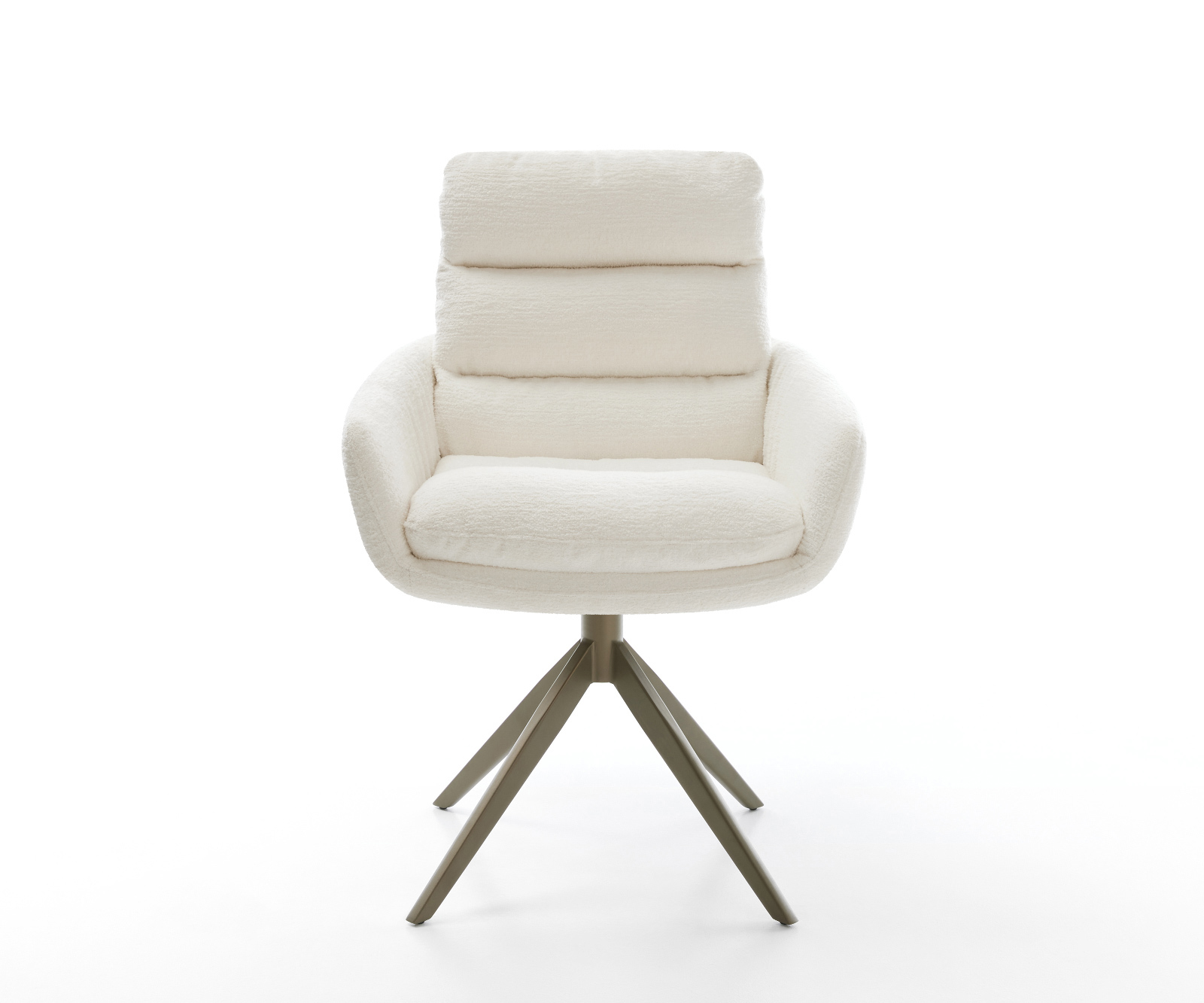 Étkezőszék Abelia-Flex karfás bouclé puha bézs kereszt láb széles titán színű 360° forgatható billenő funkció - Image 2