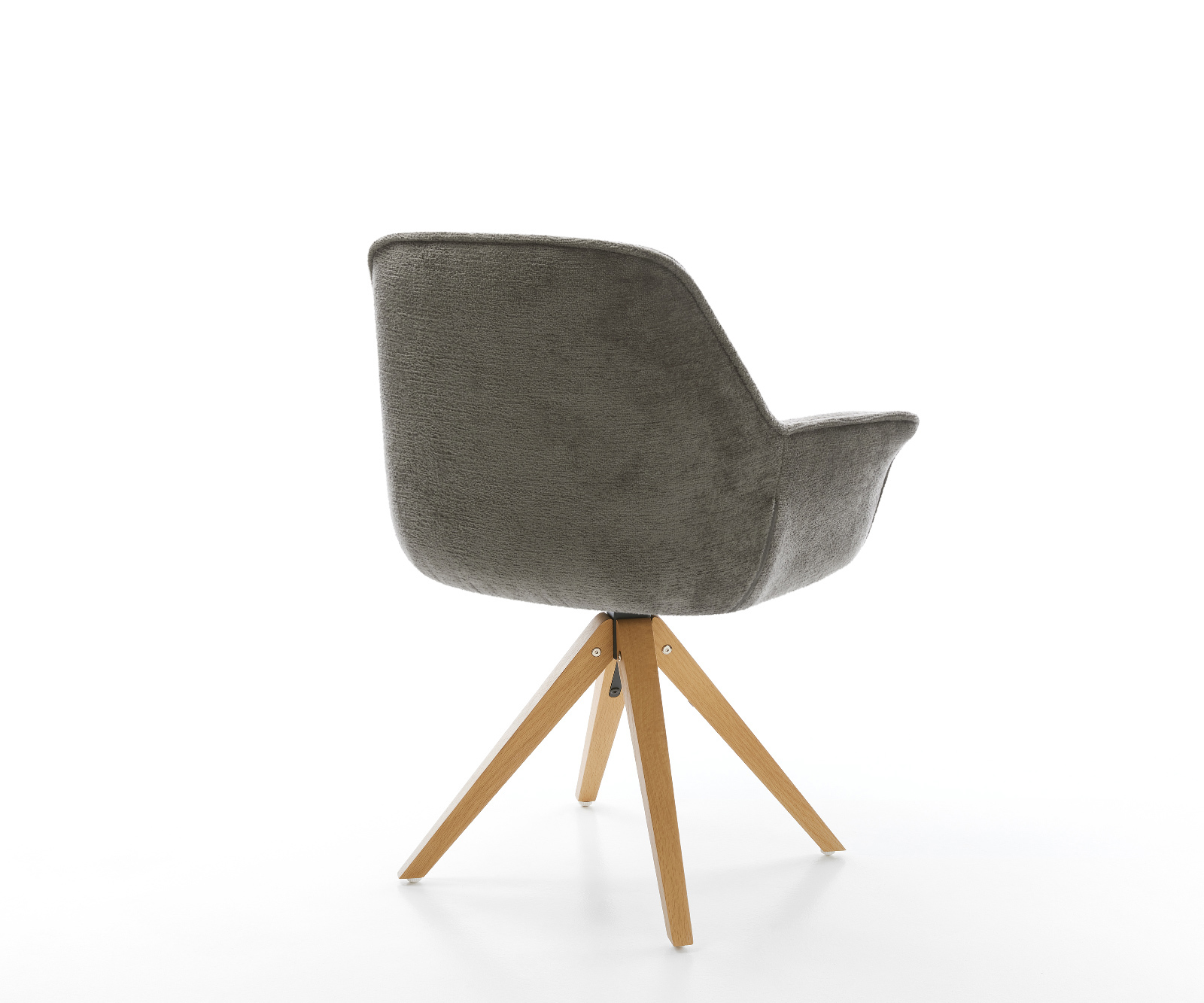 Étkezőszék Keila-Flex karfás bouclé puha sötét bézs fa láb szögletes természetes 180° forgatható - Image 5