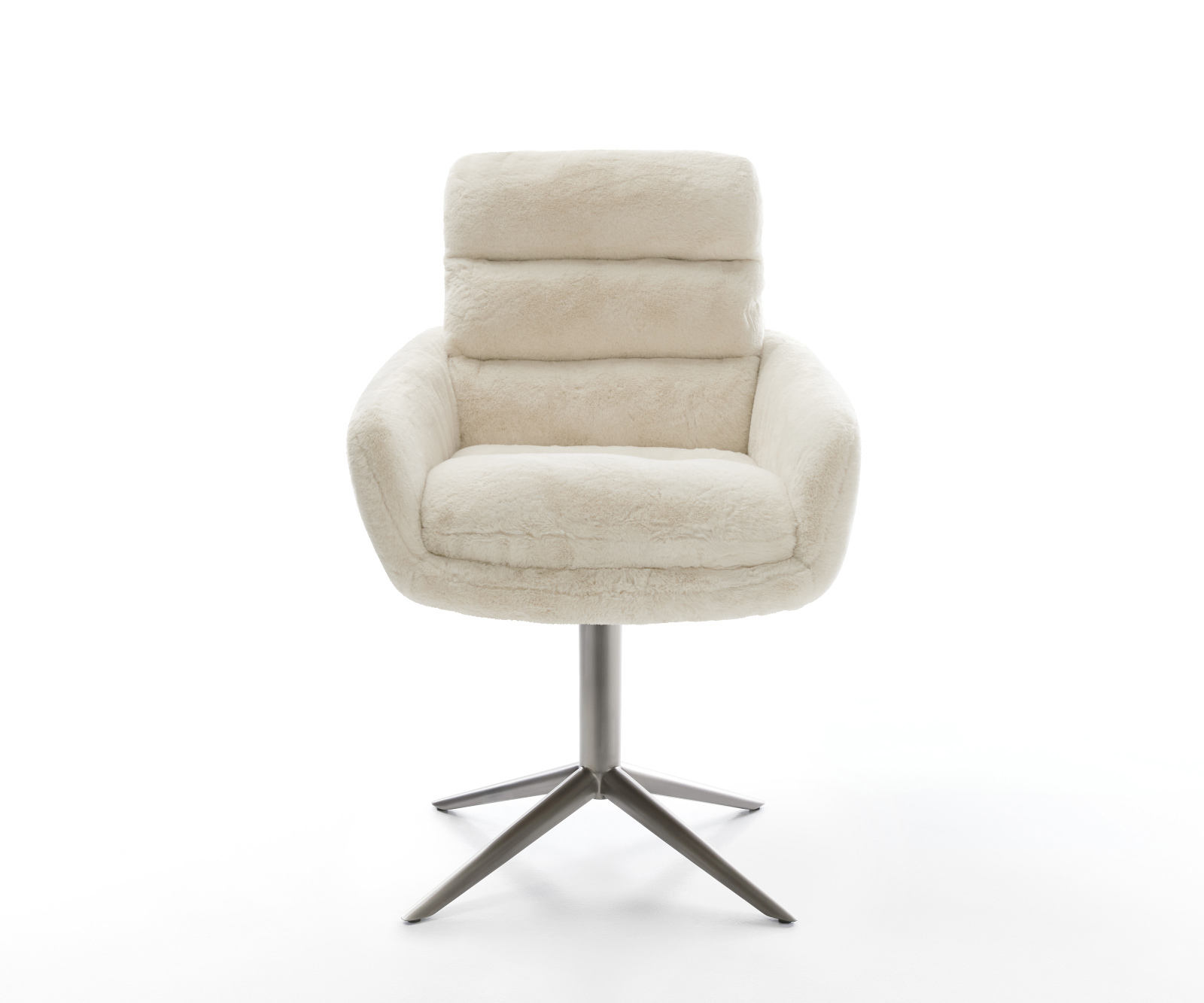 Étkezőszék Abelia-Flex karfás plüss krémfehér kereszt láb grafit 360° forgatható billenő - Image 2