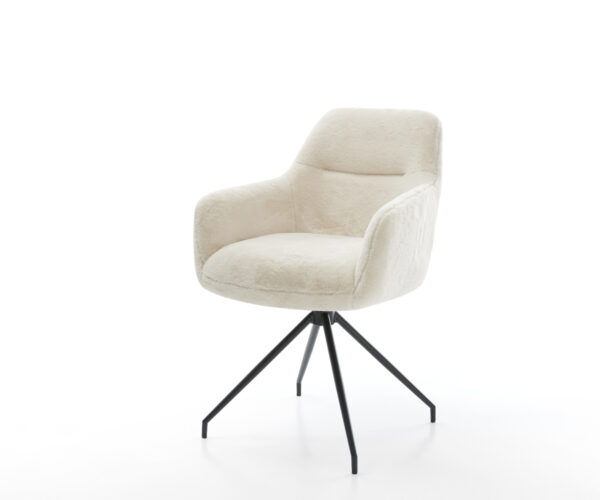 Étkezőszék Pejo-Flex plüss krémfehér kereszt láb kúpos fekete zsákrugó