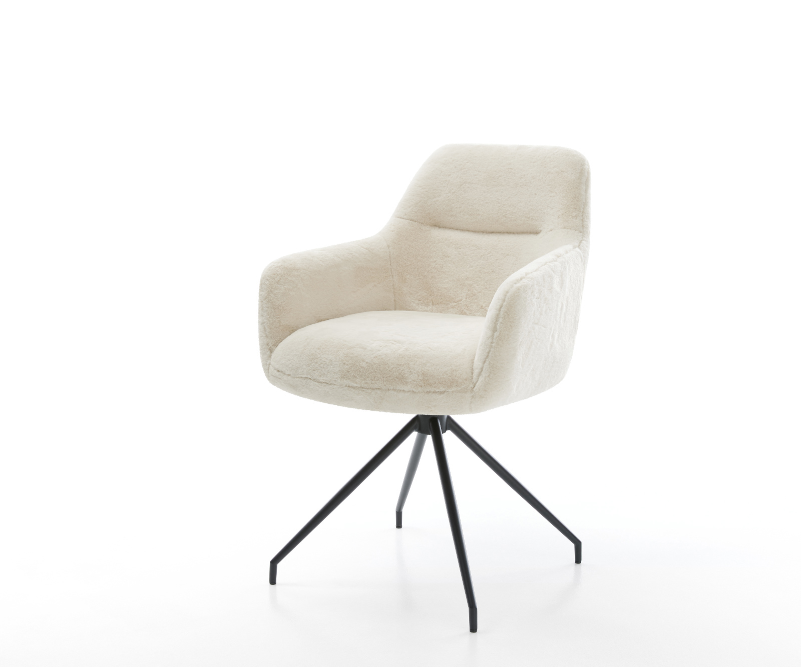 Étkezőszék Pejo-Flex plüss krémfehér kereszt láb kúpos fekete zsákrugó