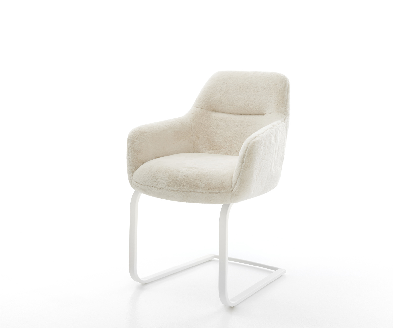 Étkezőszék Pejo-Flex plüss kordbársony krémfehér konzolos lapos fehér zsákrugó