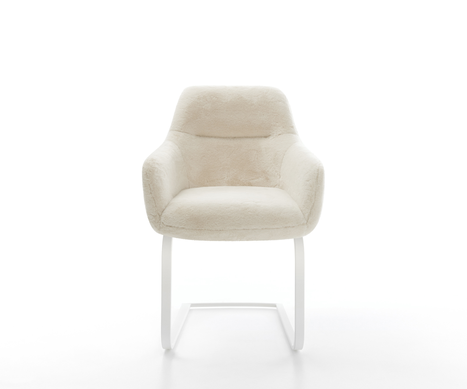 Étkezőszék Pejo-Flex plüss kordbársony krémfehér konzolos lapos fehér zsákrugó - Image 2