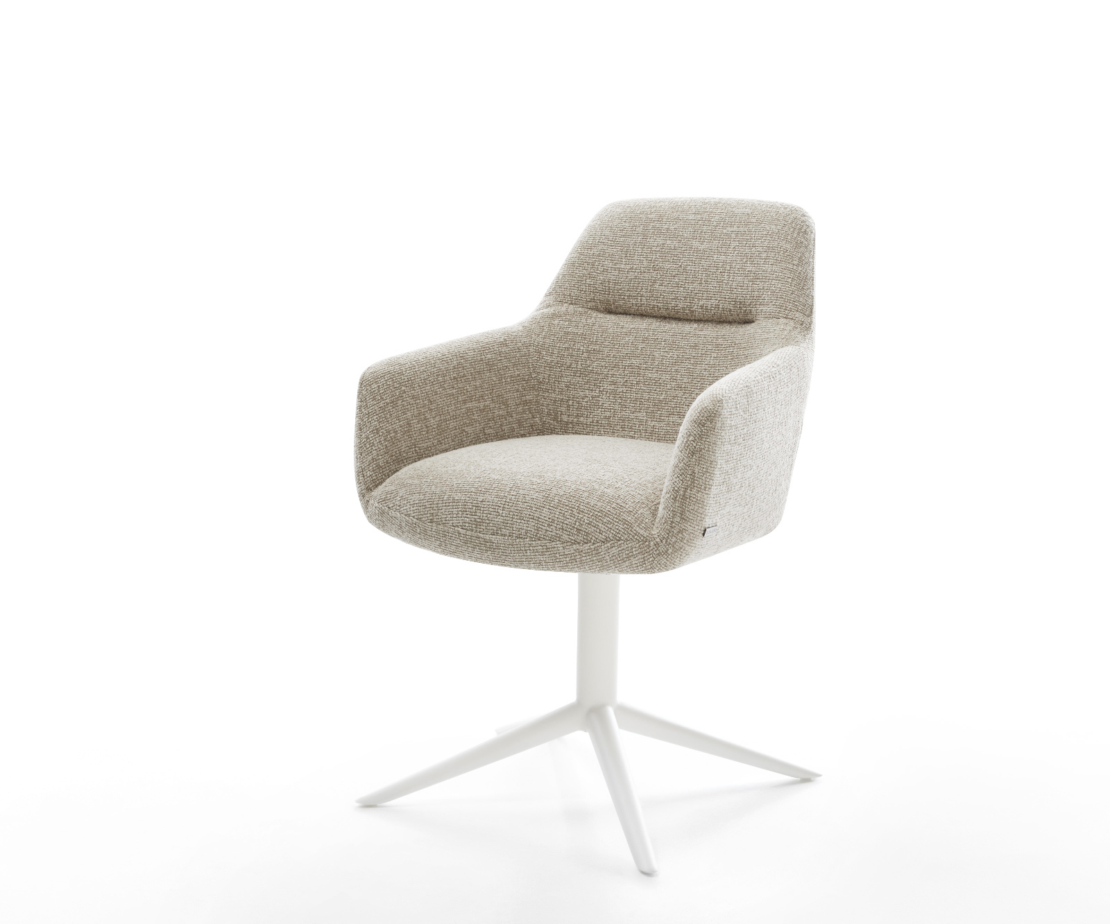 Étkezőszék Pejo-Flex szövött szövet puha bézs fehér kereszt láb 360° forgatható billenő zsákrugó