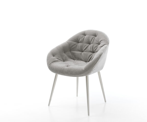 Étkezőszék Gaio-Flex strukturált szövet puha szürke 4 láb kúpos rozsdamentes acél