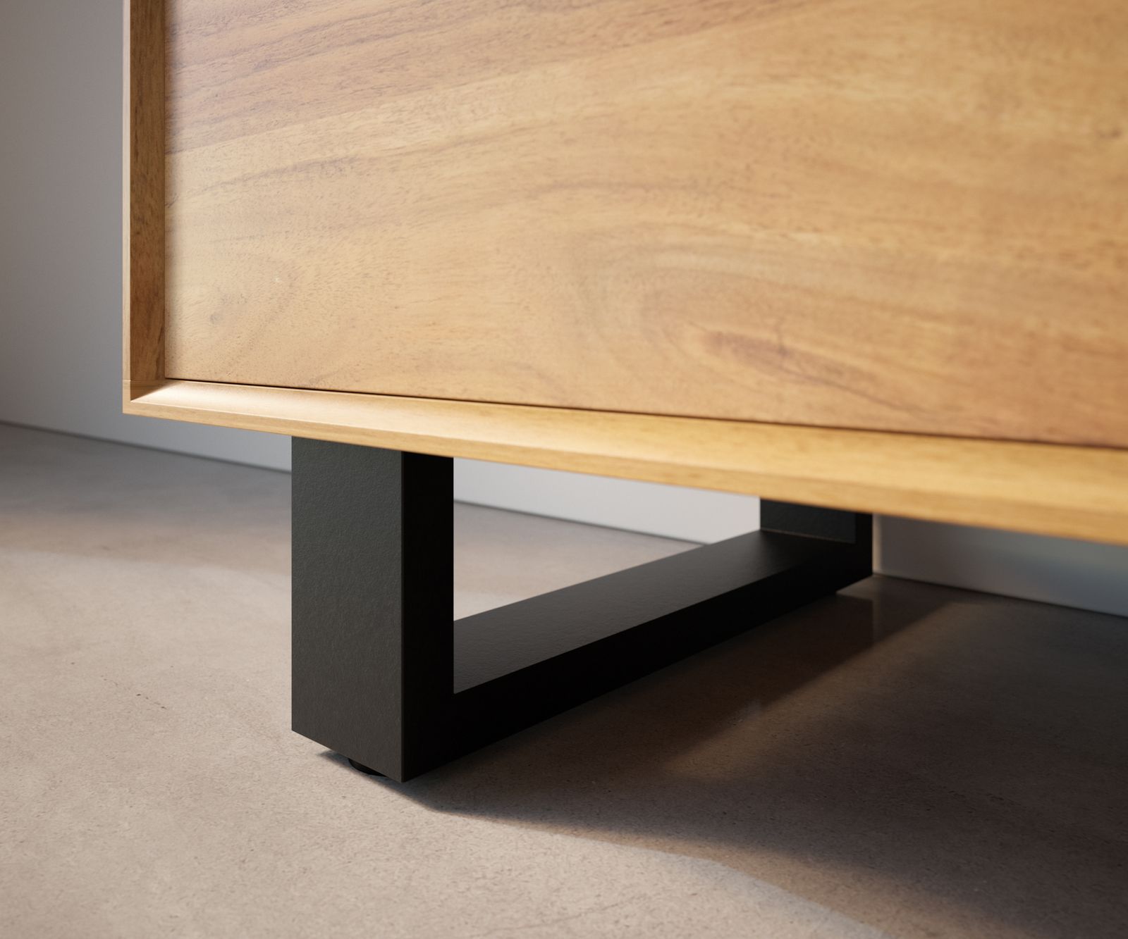 Láb vékony láb 12,5 cm fém fekete dobozszekrényhez 45 cm mélység (2 darabos készlet) - Image 2