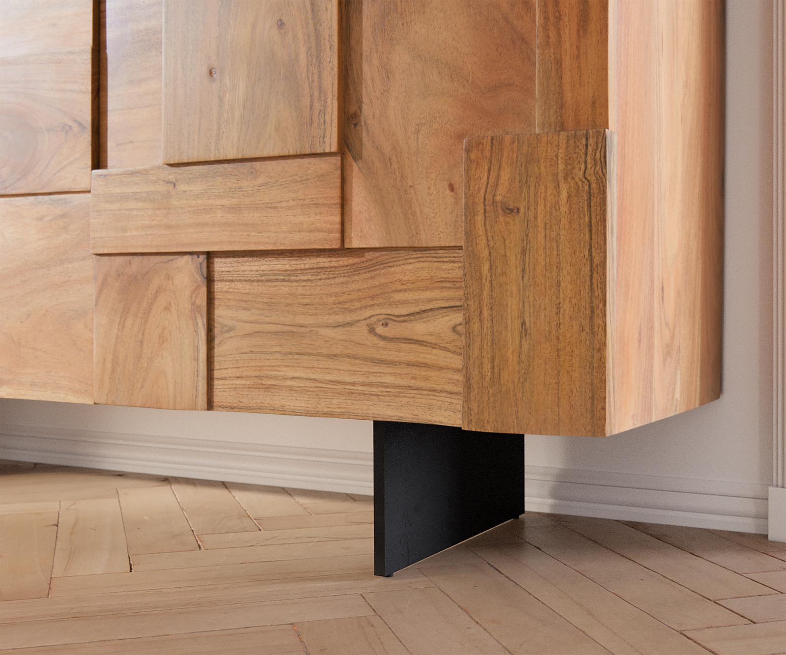 Láb lebegő hatás 15 cm fém fekete dobozos bútorhoz 40 cm mélység (2 darabos szett) - Image 2