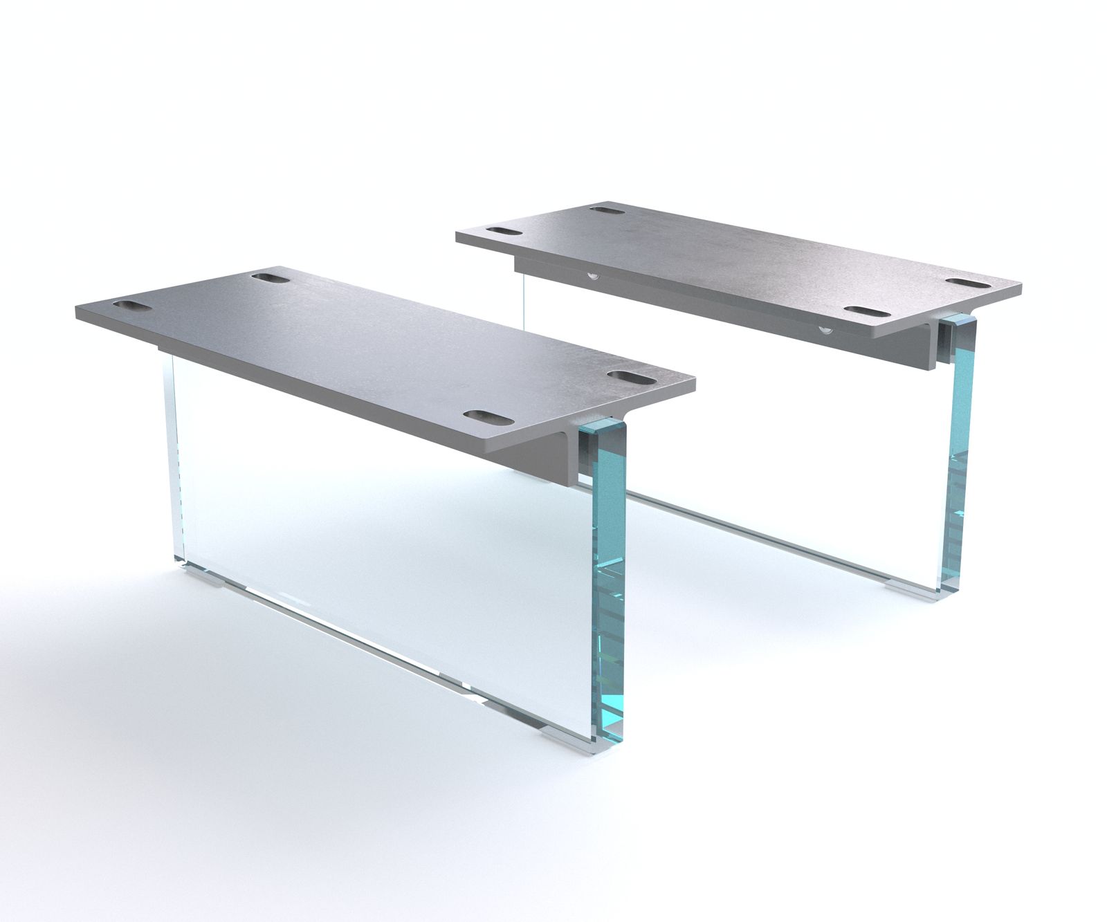 Láb lebegő hatás 15 cm üveg dobozbútorhoz 35 cm mélység (2 darabos készlet)