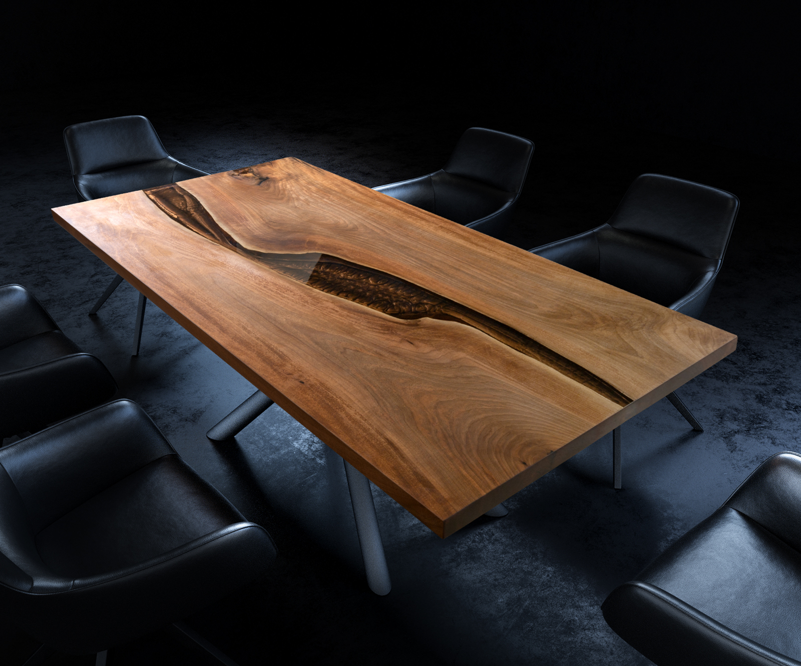 Asztallap dió természetes 200 cm barna metál egyedi Nr 32335