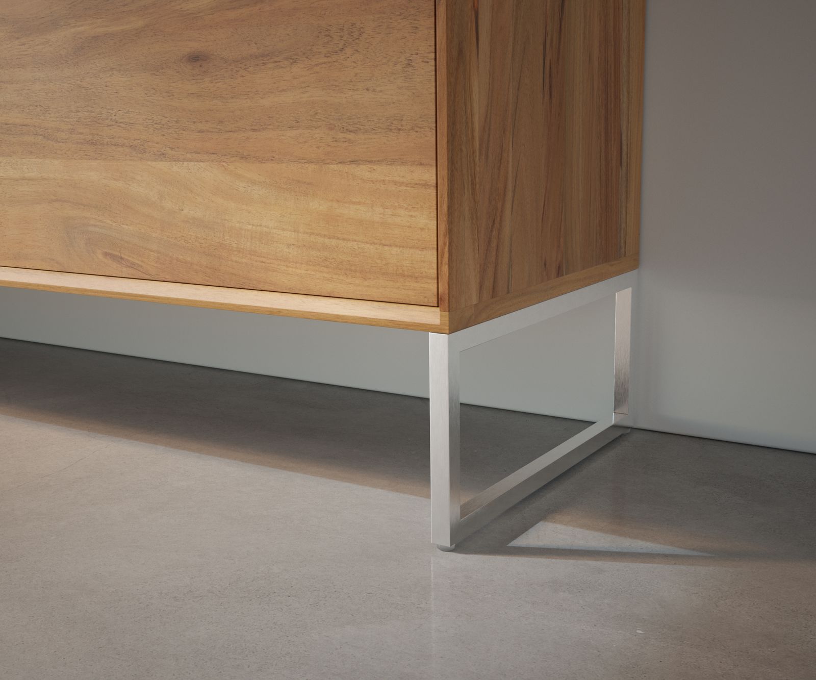 Láb vékony 15 cm rozsdamentes acél szálcsiszolt dobozbútorhoz 35 cm mélység (2 darabos készlet) - Image 2