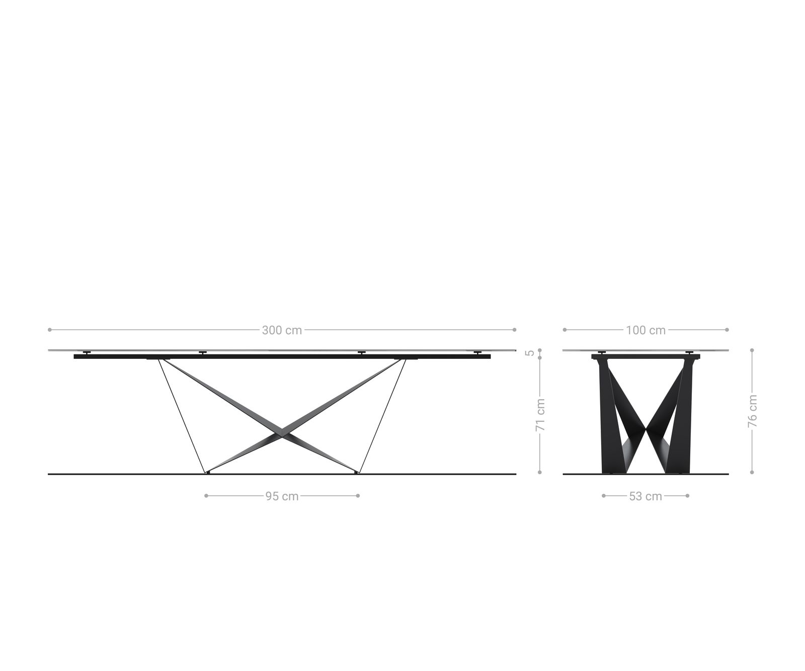 Étkezőasztal Edge 300x100 kerámia Laminam® Travertino Bianco krémfehér pókláb fém fehér - Image 9