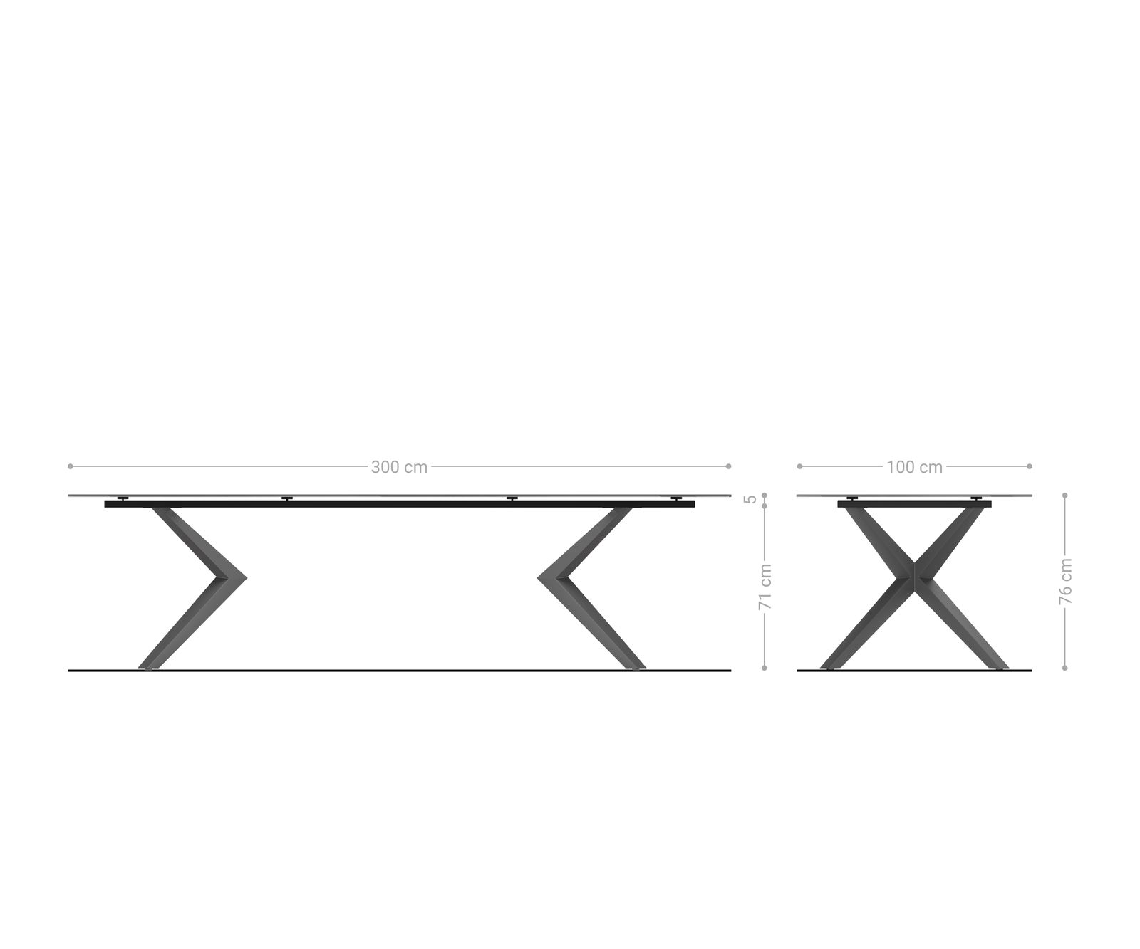 Étkezőasztal Edge 300x100 kerámia Laminam® Travertino Bianco krémfehér Zenthara szögletes fém titán színű effektfinish - Image 8