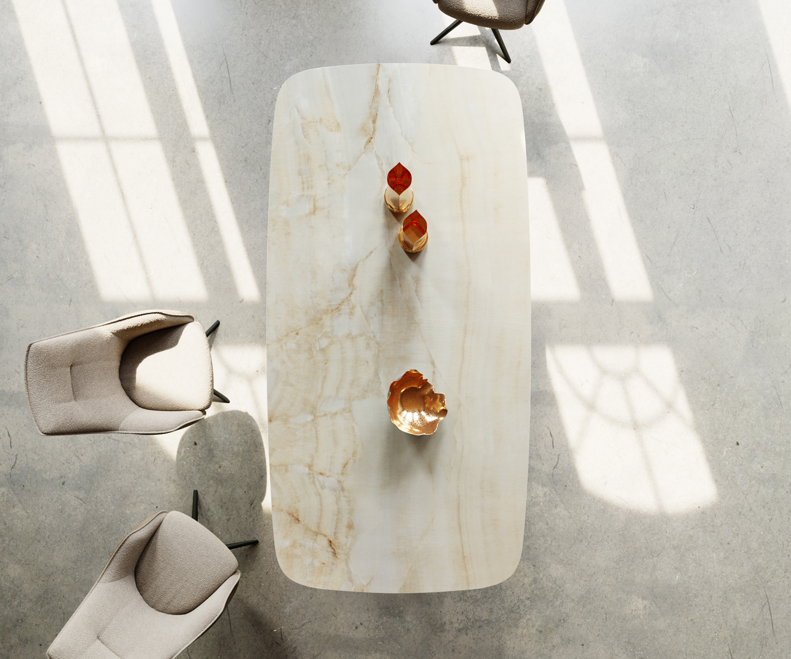 Étkezőasztal Edge hajóformájú 240x120 cm kerámia iris FMG onice oro kereszt láb téglalap fekete - Image 4