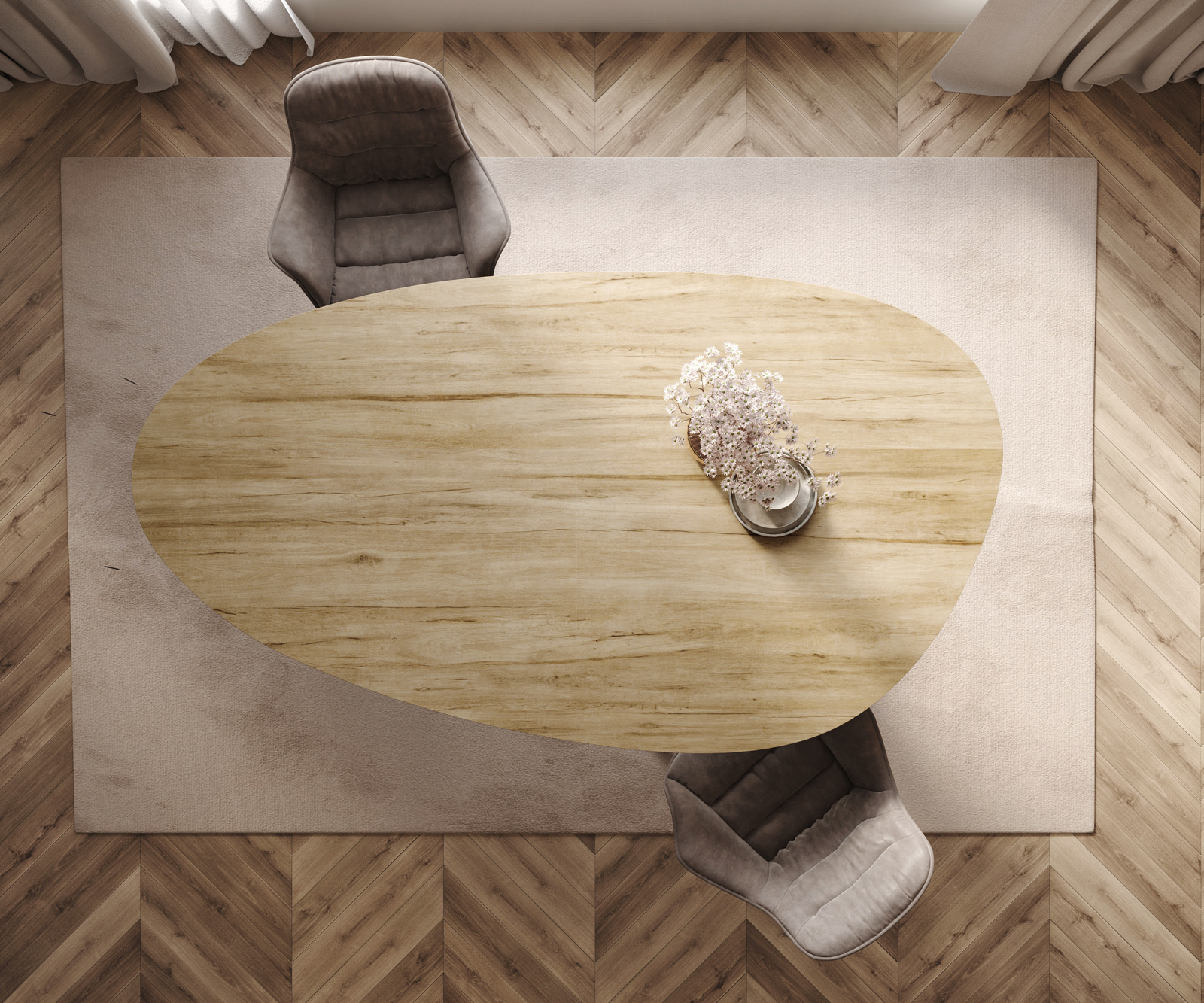 Étkezőasztal Edge ovális 220x120 cm Laminam® Sabbia kerámia tölgyszínű fém ferde fekete - Image 6