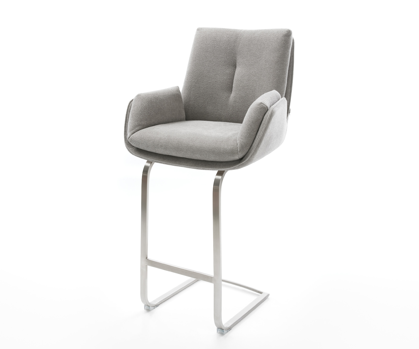 Bárszék Clea-Flex strukturált szövet puha szürke konzolos lapos rozsdamentes acél lábbal