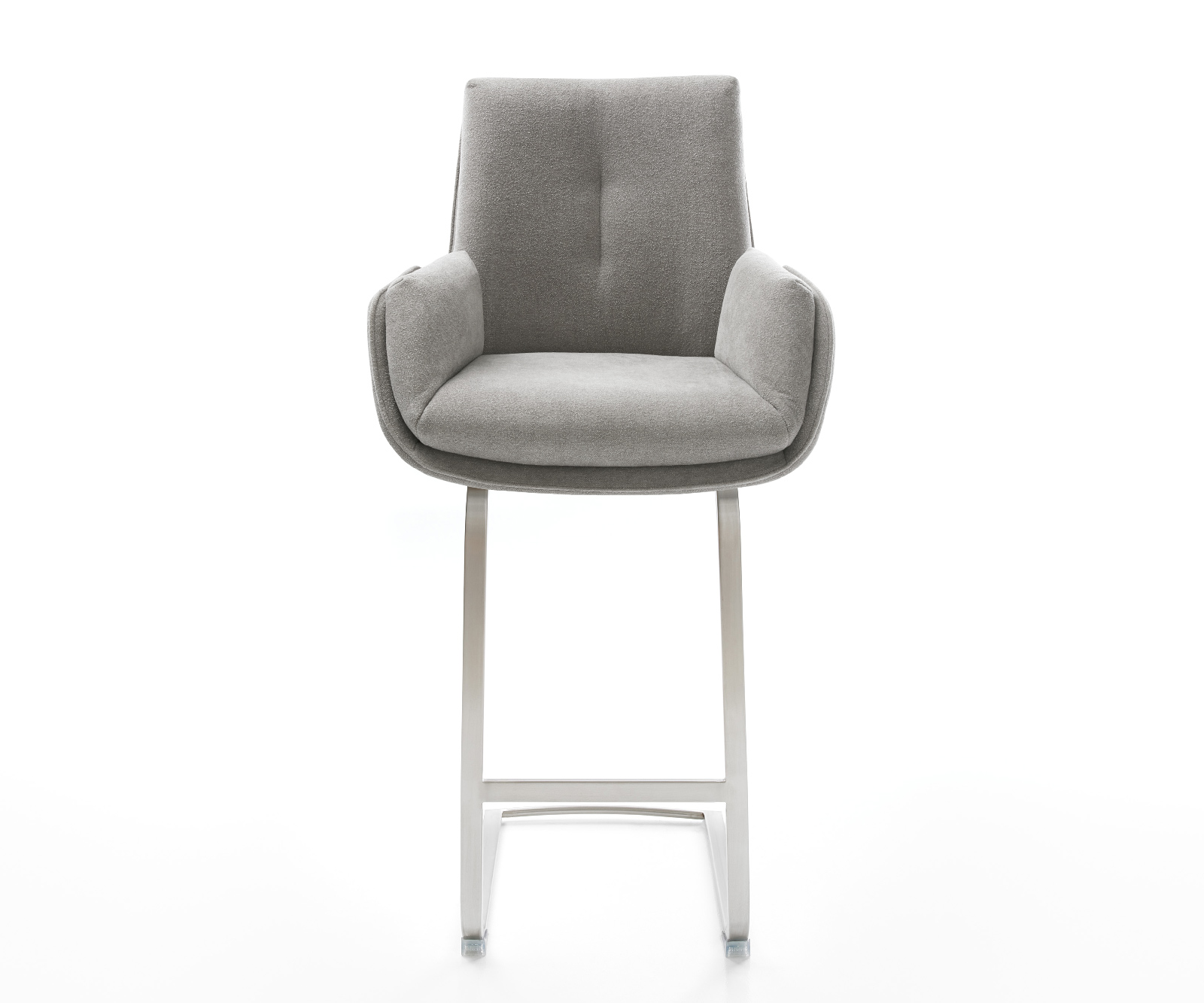 Bárszék Clea-Flex strukturált szövet puha szürke konzolos lapos rozsdamentes acél lábbal - Image 2