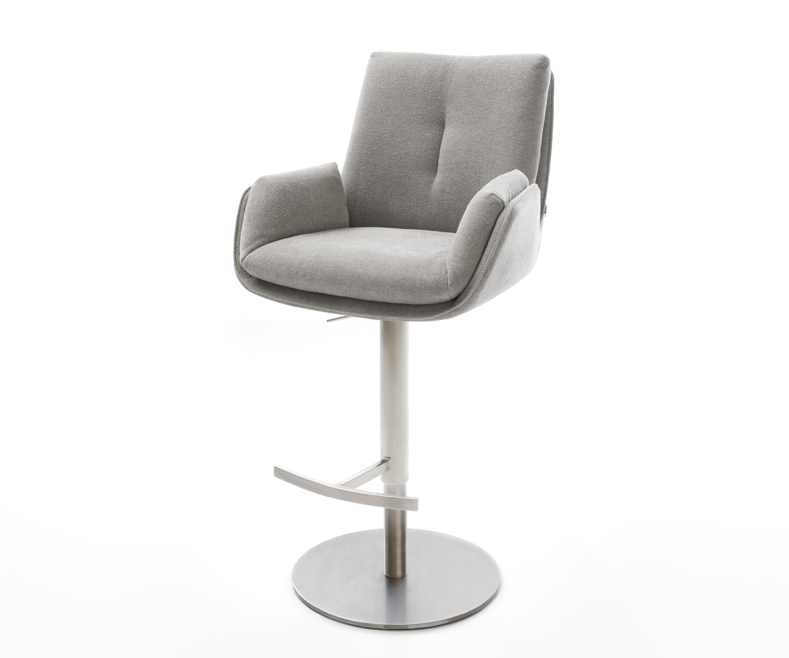 Bárszék Clea-Flex strukturált szövet puha szürke forgatható magasságban állítható rozsdamentes acél láb