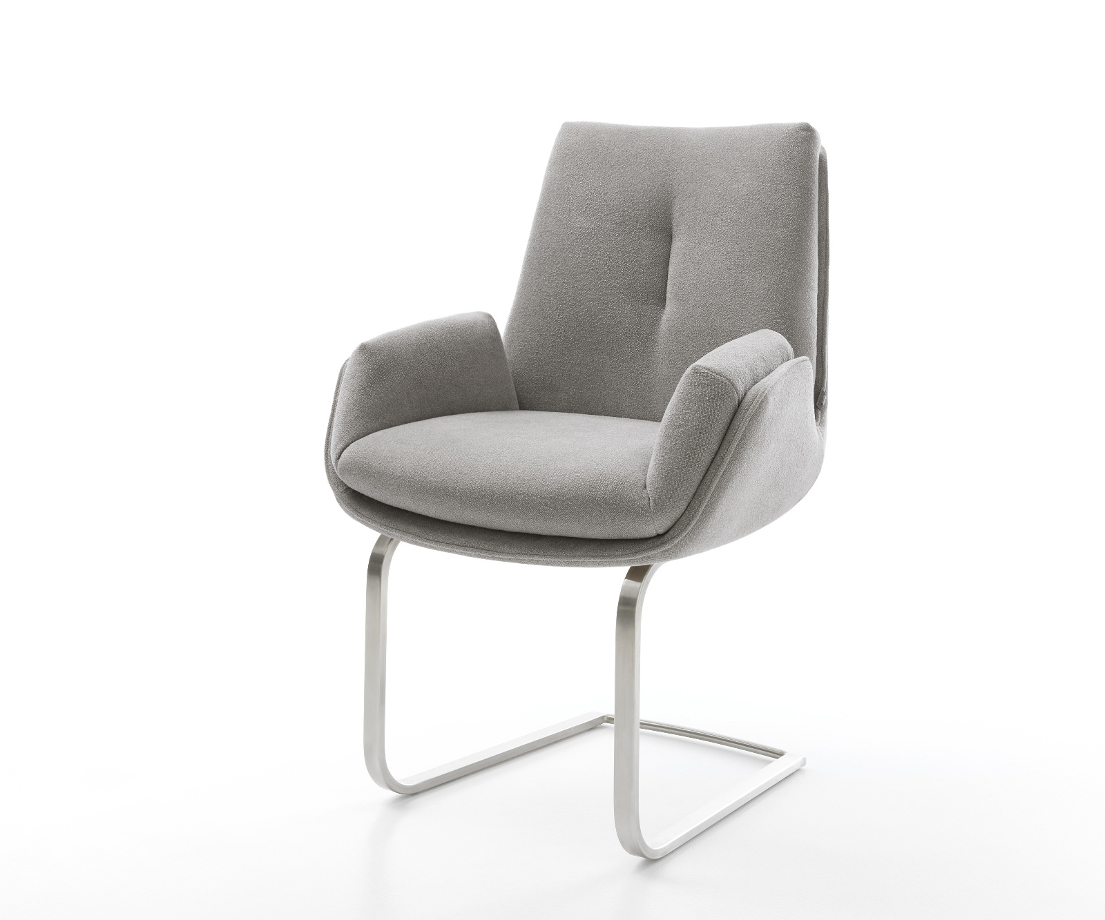 Étkezőszék Clea-Flex strukturált szövet puha szürke konzolos lapos rozsdamentes acél