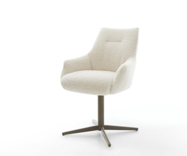 Étkezőszék Alja-Flex karfás teddy bézs kereszt láb titán színű effekt finish 360° forgatható zsákrugós