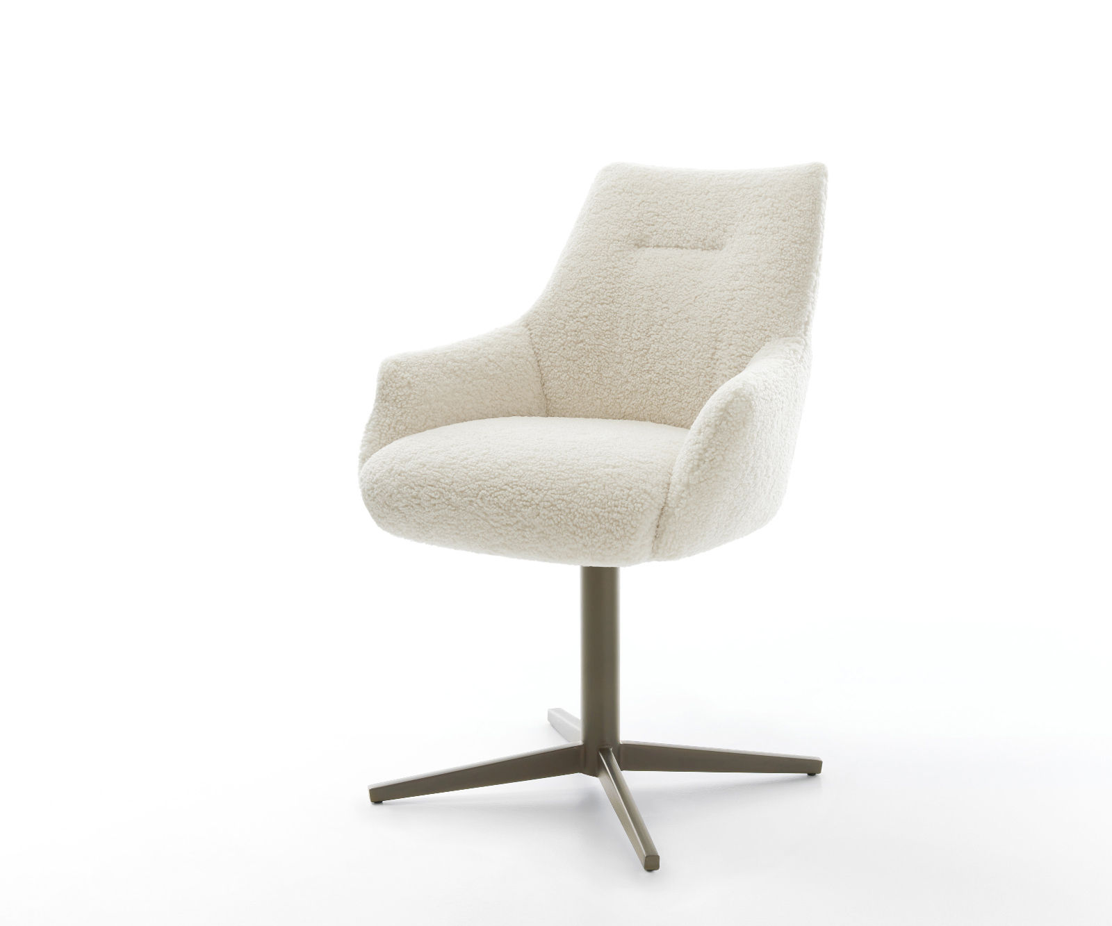 Étkezőszék Alja-Flex karfás teddy bézs kereszt láb titán színű effekt finish 360° forgatható zsákrugós